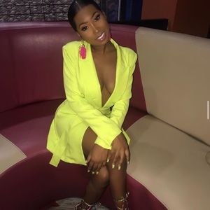 Neon yellow blazer dress
